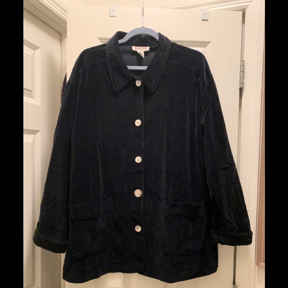 Black Velvet Talbots Jacket, 14, MoP Buttons!